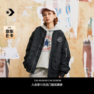 匡威（Converse）官方 春日外套男女美式復古飛行員夾克10024169 墨黑色/10024169-A03 XL
