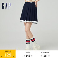 Gap女裝春季運(yùn)動(dòng)針織不對(duì)稱迷你百褶短裙活力半裙876133 海軍藍(lán) 155/58A(XS)亞洲尺碼