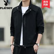 花花公子（PLAYBOY）外套男春秋季新款商務(wù)休閑男裝夾克中青年工裝免燙抗皺茄克衫上衣 2110黑色 常規(guī) XL (建議115-135斤）