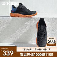 斯凱奇（Skechers）男鞋夏季百搭休閑鞋運動鞋一腳蹬減震舒適透氣網(wǎng)面鞋 黑色/海軍藍色/65867-BKNV 42