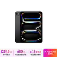 Apple/蘋果 iPad Pro 11英寸 M4芯片 2024年新款平板電腦(1T WLAN版/標準玻璃/MVVE3CH/A)深空黑色