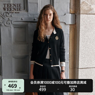 Teenie Weenie小熊針織開衫女春季軟糯舒適簡約休閑通勤針織毛衣外套女 黑色 S (160)