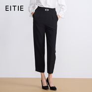 愛(ài)特愛(ài)（EITIE）時(shí)尚高腰簡(jiǎn)約百搭通勤OL黑色小腳休閑褲秋季新款女褲7305018 極簡(jiǎn)黑20 3XL 180