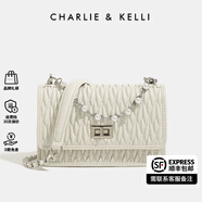 CHARLIE&KELLI?CK品牌包包女包奢侈品牌2025新款送女友生日禮物菱格鏈條包斜挎 米白【代寫賀卡 贈(zèng)品牌禮袋】
