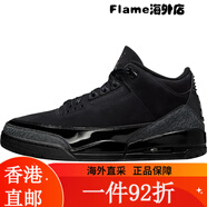 耐克（NIKE）AirJordan3AJ3黑貓黑武士中幫復古籃球鞋 男 42.5