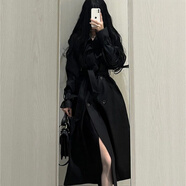 天啟世紀(jì)風(fēng)衣外套女中長(zhǎng)款小個(gè)子春秋流行氣質(zhì)chic輕奢高級(jí)感過膝風(fēng)衣 【甜系酷辣風(fēng)】黑色風(fēng)衣 S 建議80-95斤