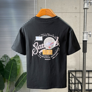 古闌迪莉發(fā)型師潮裝衣服托尼白色T恤男士夏季高端流印花t恤美式輕奢新疆棉 黑色  M 90-100斤