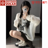 SNYDER WEAR2025秋季新款毛衣罩衫女慵懶寬松長(cháng)袖女裝鏤空針織衫罩衫長(cháng)袖上衣 白色 M 建議90-105斤