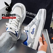花花公子（PLAYBOY）男鞋2025秋季新款休閑戶外運動鞋子男青少年百搭厚底增高小白板鞋 寶藍【主圖款】 42