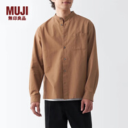 無印良品（MUJI） 男式 棉水洗牛津 立領(lǐng)襯衫 長袖休閑百搭男士襯衣外套純棉全棉 磚紅色 3A XS 160/80A