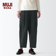 無(wú)印良品（MUJI）女式 亞麻 燈籠褲 褲子 長(cháng)褲 休閑褲 蘿卜褲 BEG09C2S 黑色 S(155/62A)