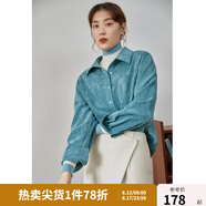 獨束大碼女裝燈芯絨襯衫女冬裝新款疊穿中長款遮胯顯瘦胖mm襯衣 藍色 XL