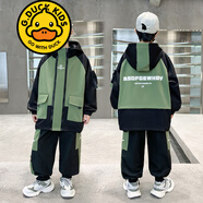 G.DUCKKIDS品牌童裝男童秋裝套裝春秋款兒童外套5-14歲男孩秋季兩件套中大童 6635款 軍綠色 常規(guī) 120