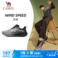 駱駝（CAMEL）男鞋厚底慢跑步輕量緩震回彈運動(dòng)鞋子 X14C09L7617 黑/冷灰 38