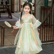 花田彩【萬(wàn)針刺繡】國風(fēng)漢服女童連衣裙夏季薄款超仙兒童襦裙古裝表演服