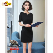 初徑高端職業(yè)連衣裙2025新款夏季女裝包臀裙子氣質(zhì)顯瘦精致彈力小黑裙 黑色夏季五分袖（收腰裙） 2XL 建議125-135斤穿