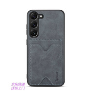 喜喬適用三星A55 5G手機(jī)套A35插卡A25支架samsung a15 card case卡槽a54皮質(zhì)a53保護(hù)殼galaxy a52 cove 【灰色grey】 三星Galaxy A15 4G