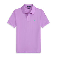 RRL RALPH LAUREN拉夫勞倫純色短袖polo衫男士小馬標(biāo)RL刺繡翻領(lǐng)體恤 淺紫 L