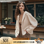 Olrain歐芮兒麂皮絨連帽短外套女秋季新款休閑百搭寬松上衣防風(fēng) 奶油杏 L