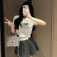 丹德蘭辣妹學(xué)院風(fēng)白色polo領(lǐng)短袖t恤女2025新款小個(gè)子顯瘦百搭-7064 白色 M （105-125斤）