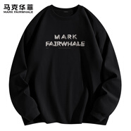 馬克華菲全棉長袖t恤男美式內(nèi)穿340g重磅純棉春秋季男士打底衫 黑 M