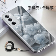 OPPO適配晶瑩花OPPOReno12手機殼PJV1105g新款玻璃鋼化膜外殼金屬漆創(chuàng  )意網(wǎng)紅防摔感紫色龍年散熱軟套花 金屬銀XJS178晶瑩銀花(殼+全屏膜) OPPO Reno12
