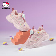 HELLOKITTY童鞋女童運(yùn)動(dòng)鞋女孩公主休閑小白鞋秋季旋鈕扣老爹鞋潮6877粉色26