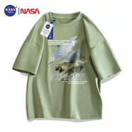 NASA GISS官方潮牌聯(lián)名t恤男純棉潮日系寬松圓領(lǐng)印花學(xué)生短袖 蜜瓜綠 XL