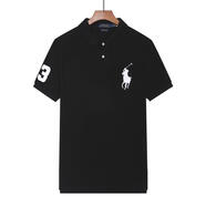 POLO SPORT拉夫勞倫短袖polo衫男純棉大馬標(biāo)刺繡翻領(lǐng)體恤男寬松大碼保羅衫男 黑色白馬 S 建議100-120斤