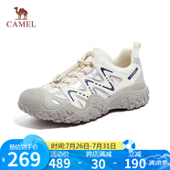 駱駝（CAMEL）溯溪鞋男撞色拼接綁帶戶外鞋 L14S469663 米白/灰/深藍(lán)(男款) 42