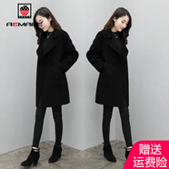 AEMAPE 毛呢大衣女2025春秋冬季新款女裝中長款韓版呢子外套女寬松 黑色 L _碼【95-110斤】