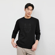 七匹狼（septwolves）男士衛(wèi)衣春秋款時尚休閑圓領(lǐng)套頭男裝長袖T恤上衣 001(黑色) M 16584A