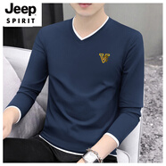 JEEP SPIRIT白色2025新款印花春秋季韓版青年百搭上衣服修身 7202寶藍(lán) 4XL 建議175-190斤