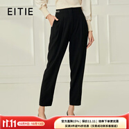愛特愛（EITIE）高腰小腳顯瘦休閑哈倫褲通勤百搭秋新款時(shí)尚干練錐形褲C2205010 黑色20 M 160