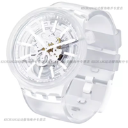 斯沃琪（Swatch）瑞士手表大表盤(pán)鏤空透視果凍透明情侶腕表SO27E100 SO27E106