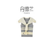 丹德蘭學(xué)院風(fēng)條紋蝴蝶結(jié)無袖上衣2025夏季新款內(nèi)搭打底衫修身顯瘦-2501 灰色 M （105-125斤）