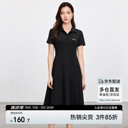 尚都比拉簡約通勤連衣裙女夏季收腰A字裙短袖polo裙 黑色152L59055  L 
