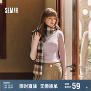 森馬（Semir）長(zhǎng)袖T恤女半高領(lǐng)吸濕發(fā)熱抗菌2024冬緊身抓絨打底衫109724101001