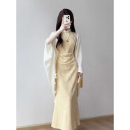 歌司朗掛脖旗袍裙高級旗袍2025高端大氣上檔次國風(fēng)連衣裙新中式少女夏季 披肩+旗袍套裝 L