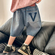 禎有范童裝男童牛仔短褲夏季薄款2025新款兒童七分褲子大童夏裝男孩中褲