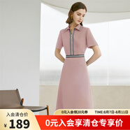 顏域（YANYEE）短袖通勤拉鏈襯衫裙子連衣裙女2024年夏季新款收腰顯瘦中長裙 粉色 L/40