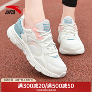 安踏女鞋運(yùn)動(dòng)鞋女士夏秋季皮面防潑水跑步鞋輕便休閑學(xué)生體測(cè)跳繩鞋子 【同款皮網(wǎng)透氣】白/蟹殼青/粉-1 37.5