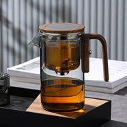 憶壺茶飄逸壺玻璃茶壺懶人泡茶器茶水分離杯過濾泡茶家用玻璃泡茶壺茶具 黑色璟仁壺520ml