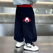 蓮悅鑫（LIANYUEXIN）兒童加絨衛褲秋冬裝2025冬季新款男童褲子一體絨加厚運動(dòng)褲休閑褲 藏青色 120 120cm