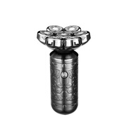 科美（kemei）合金機身小巧6刀頭刮胡刀全身水洗貼面浮動USB剃須刀 銀黑色