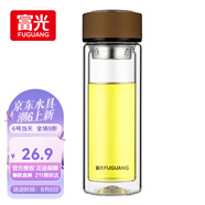富光男女士雙層玻璃杯 高硼硅玻璃304茶隔水杯子 帶茶隔泡茶杯320ml