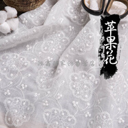 風汐水溶繡花棉布 白色鏤空蕾絲婚紗布料繡花布刺繡布面鏤空布料 蘋果花 0.5米
