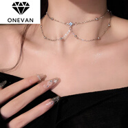 ONEVAN92純銀胸鏈身體鏈歐美bodychain性感比基尼bikini鎖骨鏈女感 銀色 短項(xiàng)鏈 送精美禮盒