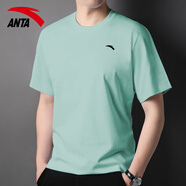 anta kids安踏短袖男T恤男透氣休閑跑步健身體恤衫男款吸汗潮流半袖T恤 霧灰綠/7139 【冰絲速干款式】 L 175