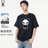 HIPANDA短袖t恤男2025夏季時尚印花百搭純棉親膚透氣上衣黑色黑色2XL